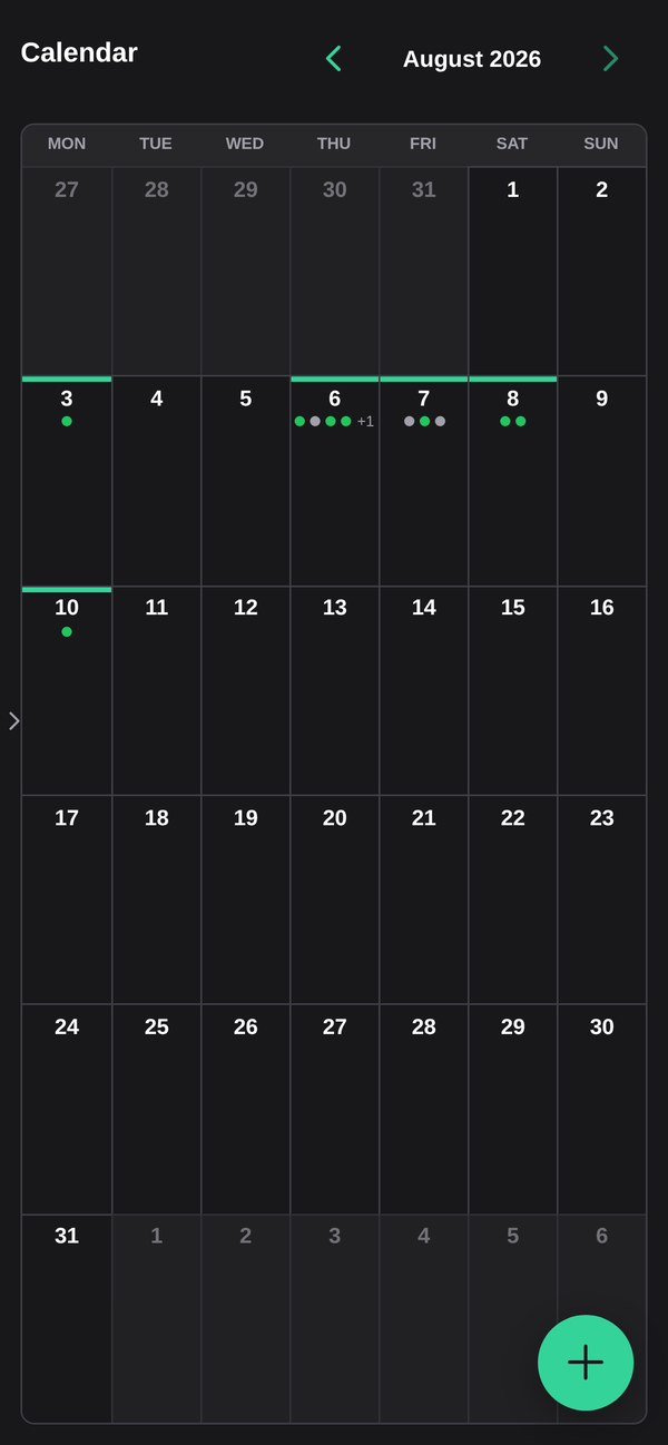 The calendar on a phone