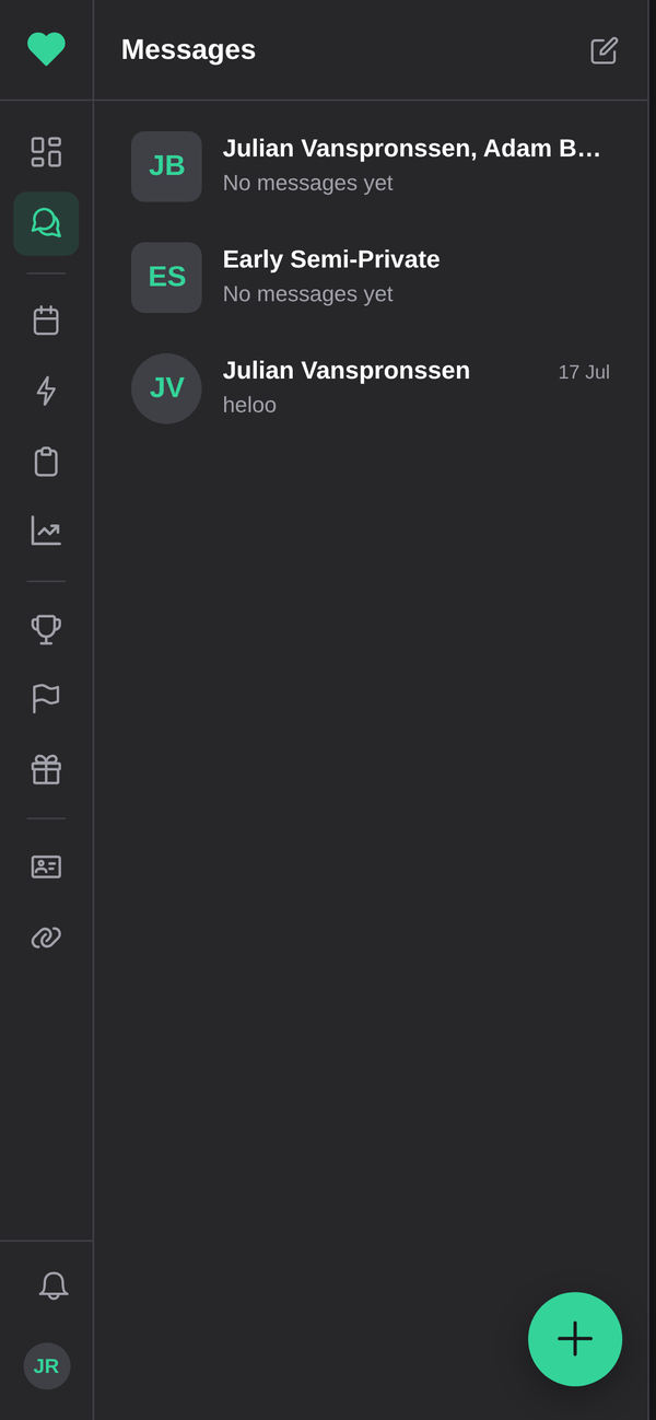 The Messages screen on a phone