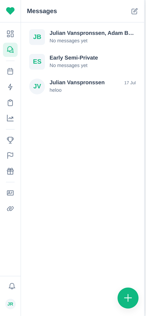 The Messages screen on a phone